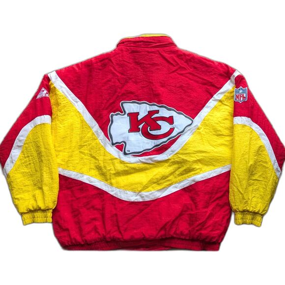 Kansas Chiefs 90s APEX puffer jacket MONTANA L red gold NFL Pro Line vintage - Picture 3 of 13